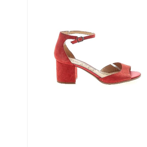 Sam Edelman Susie Red Suede Heel Sandals - womens 6.5 - Picture 3 of 8